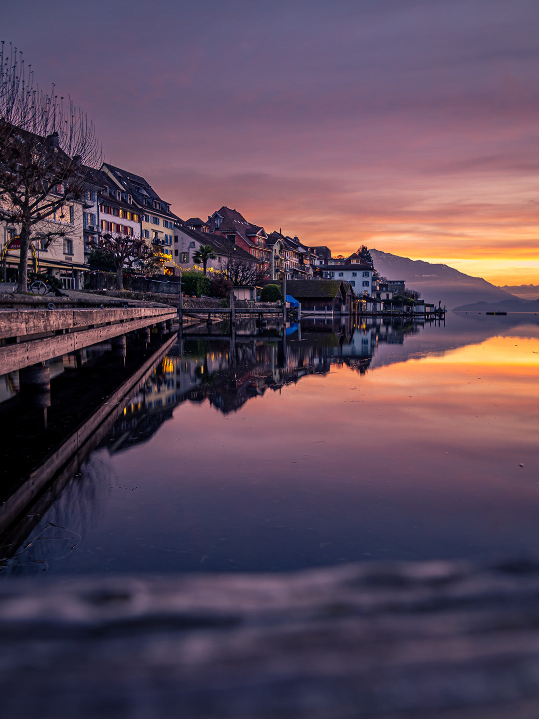 Wallpaper Sonnenuntergang Stadt Zug